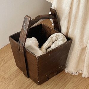 Wooden Carry Basket with Bentwood Handle